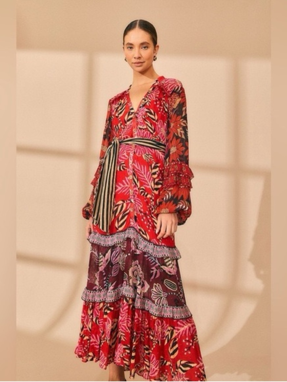 Farm Rio Floral Maxi dress with Tie
